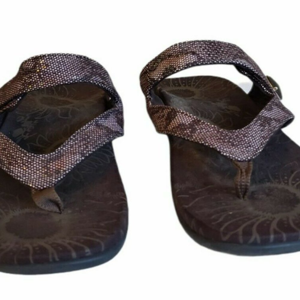 Vionic Orthaheel Cocoa Bronze Snake Print Flipflop - image 3